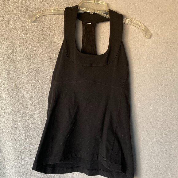 Lululemon Black Scoop Neck Racerback Tank Top | Built-In Bra Yoga Activewear - Picture 1 of 5